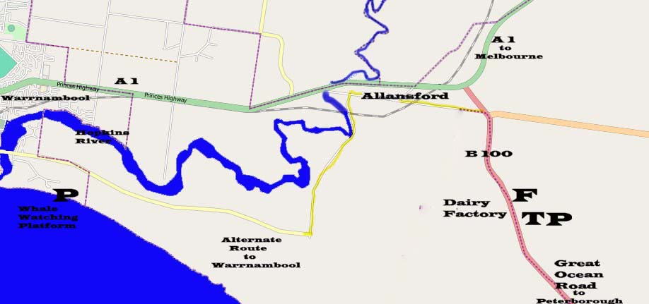 Great Ocean Road Map of
                Allansford